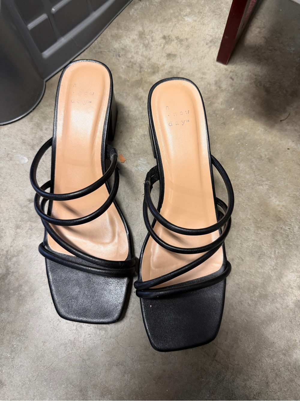 Target Black Strappy Mule Heels